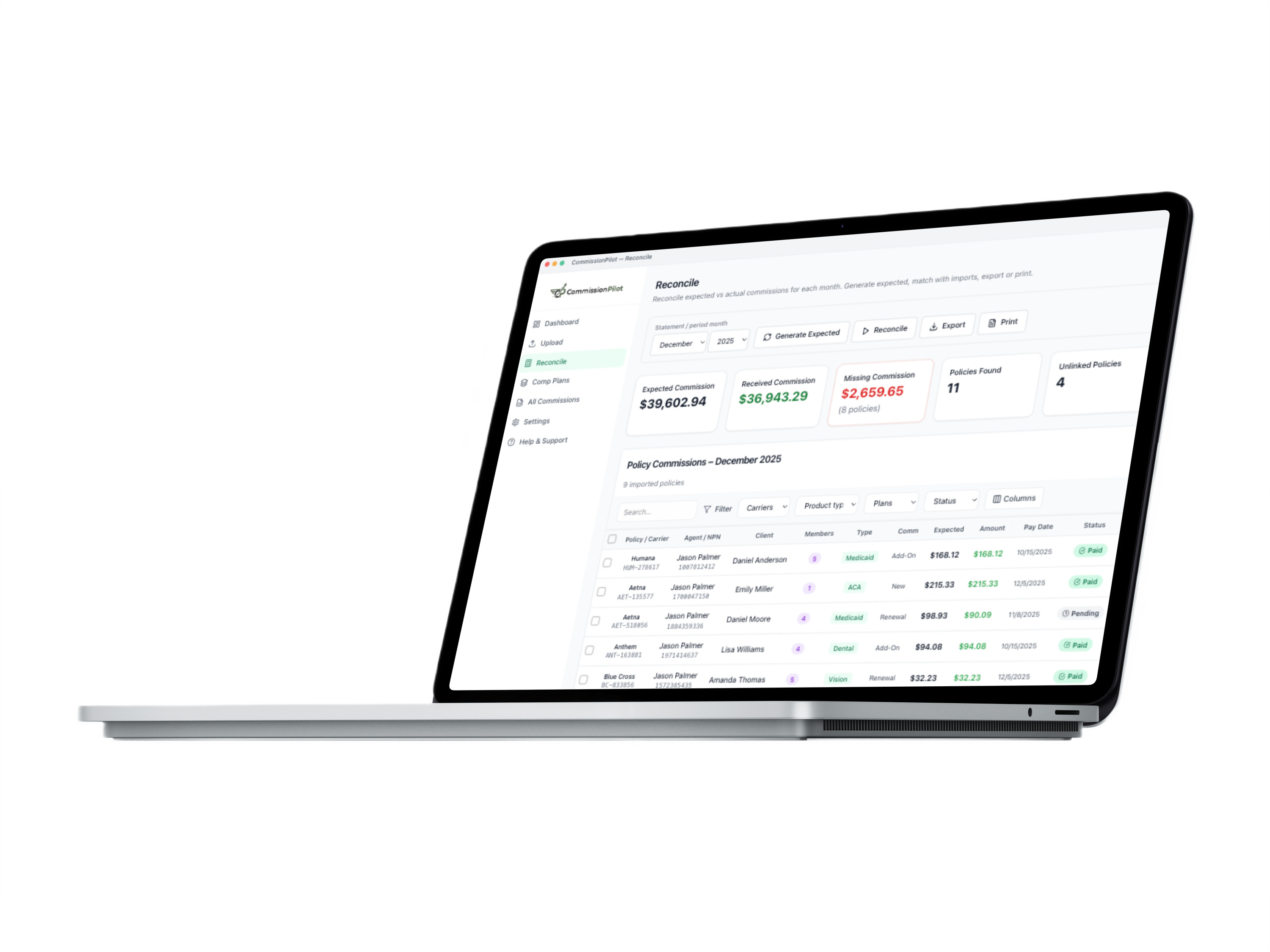 CommissionPilot Dashboard